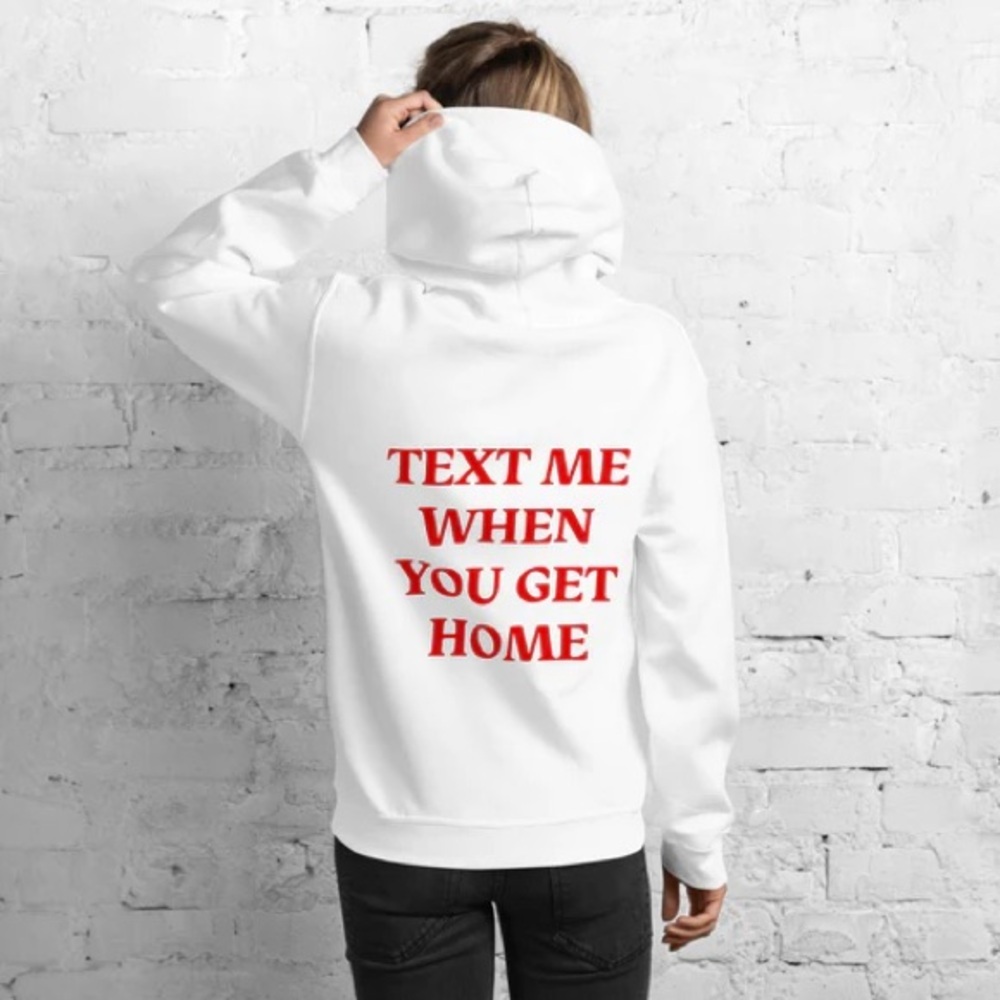 Lonely Ghost Text Me When You Get Home Hoodie Unisex S White Pullover
